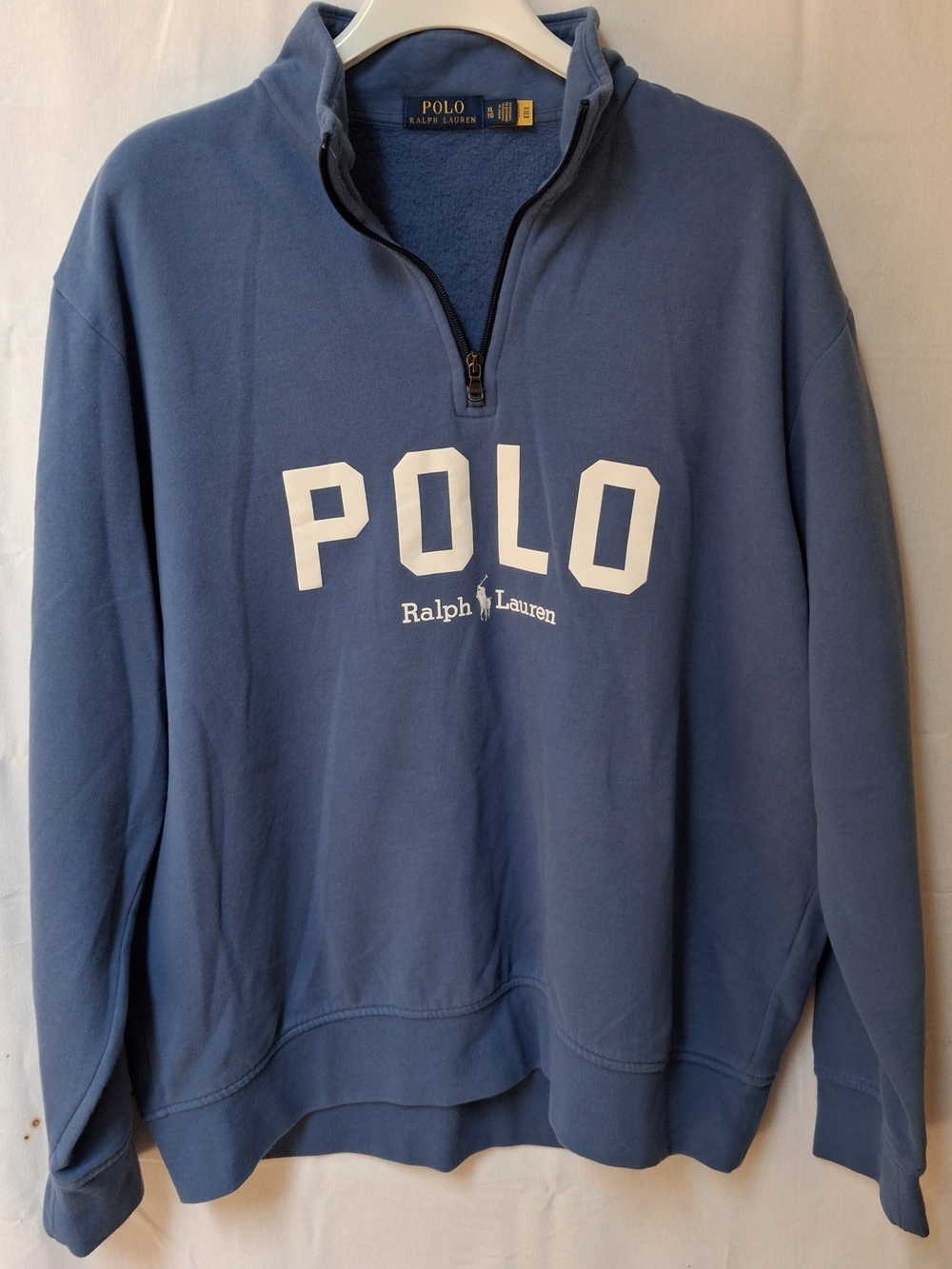 Polo by Ralph Lauren Light Blue Half-Zip Pullover with White Logo XLTG